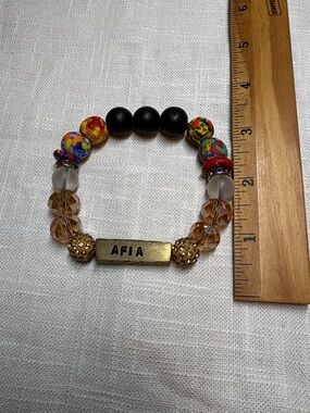 Ghanaian Custom Beaded Bracelet with Colorful & Gold Accents